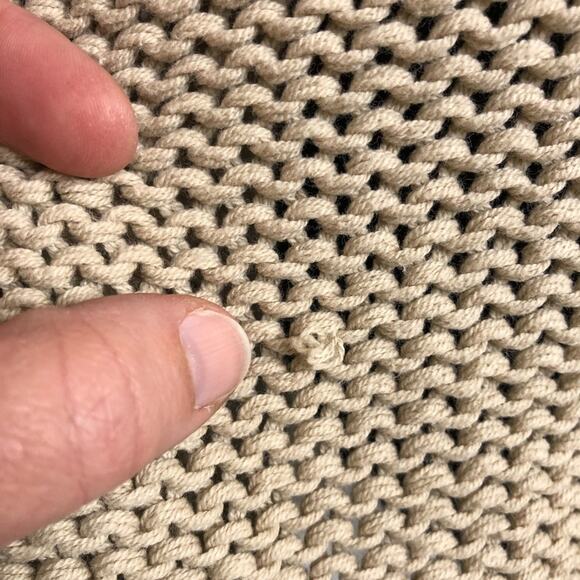 Wooden Ships tan crochet knit ribbed trim sweater size Medium / Large M/L - Picture 9 of 12